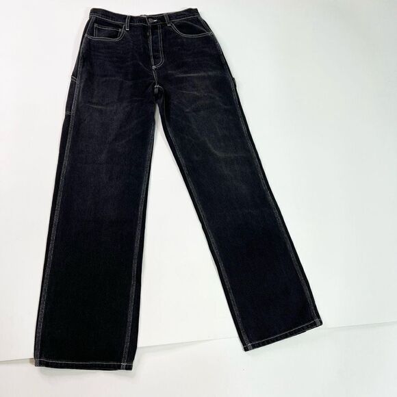 BOYISH Ziggy Jeans Women 27 Relaxed Straight Leg High Waist Black Carpenter - Picture 1 of 14